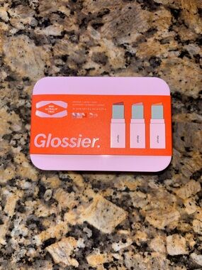 Glossier Mini Ultralip Trio - Pink/Coral/Blue Accent Tin
